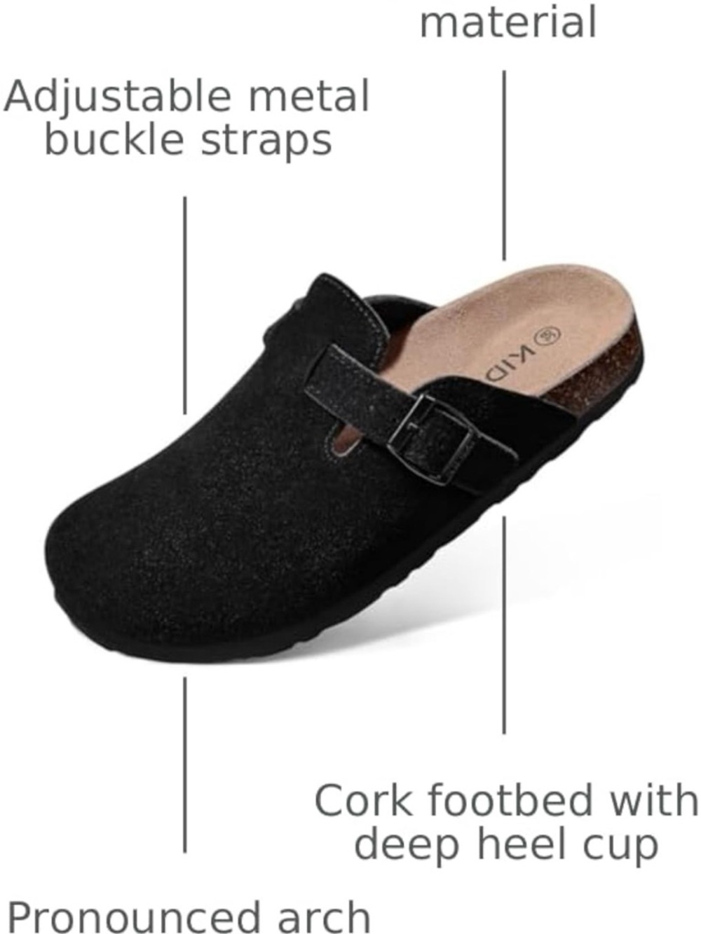 Black Suede Women’s Slip-On Clog with Buckle size 8 - Picture 4 of 4